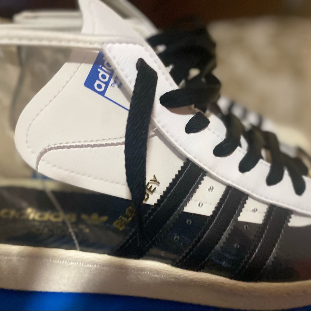 Adidas White and Black High-Top Sneakers